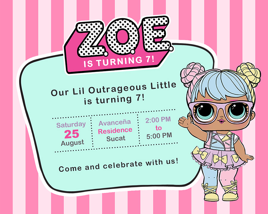 Zoë's L.O.L. Surprise Birthday Party: L.O.L. Invitation Zoë's L.O.L. Surprise Birthday Party: L.O.L. Invitation